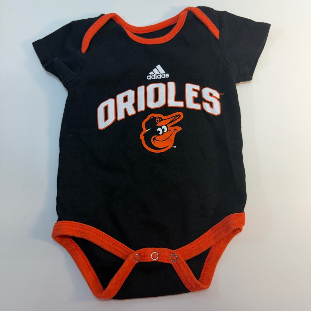Baltimore Orioles MLB Adidas Bodysuit One-Piece Baby Kids 3/6M Black Baseball‎